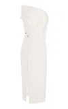 Monique Lhuillier Sculpted Petal Neckline Cotton Blend Dress In White