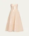 Monique Lhuillier Sequined Strapless Corset Dress In Prosecco
