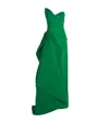 Monique Lhuillier Asymmetrical Silk Faille Column Gown In Green