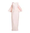Monique Lhuillier Silk Back-bow Column Gown In White