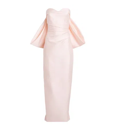 Monique Lhuillier Silk Back-bow Column Gown In White