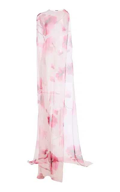 Monique Lhuillier Silk Chiffon Floor-length Cape In White