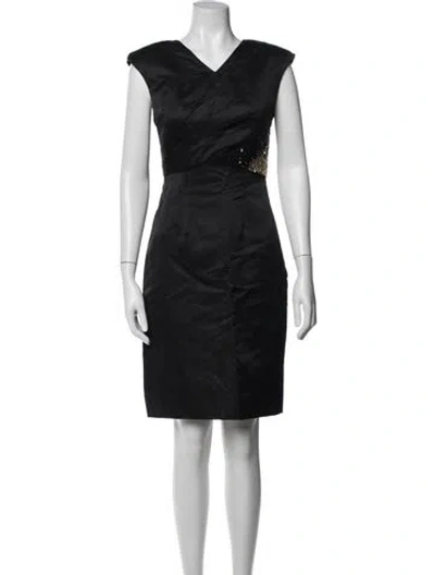Pre-owned Monique Lhuillier Silk Knee-length Dress In Black