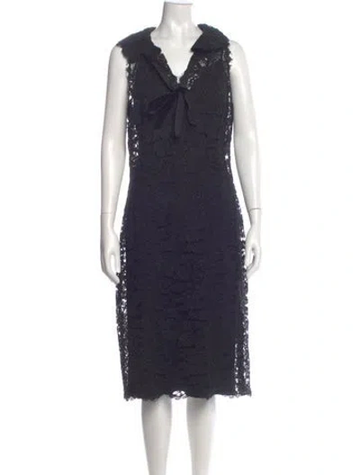 Pre-owned Monique Lhuillier Silk Knee-length Dress In Blue