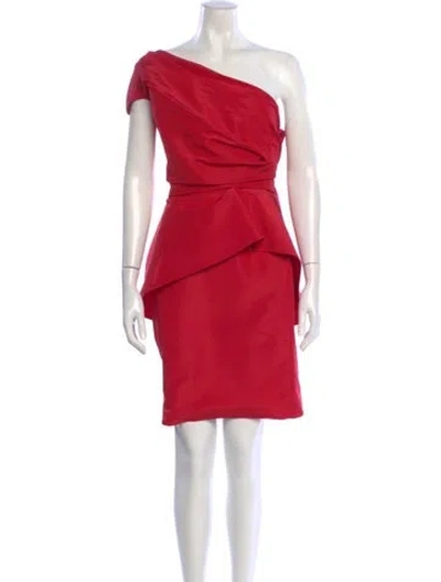 Pre-owned Monique Lhuillier Silk Knee-length Dress In Red