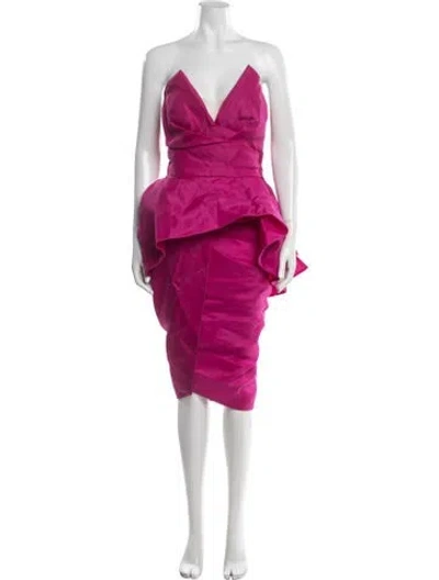 Pre-owned Monique Lhuillier Silk Knee-length Dress In Red