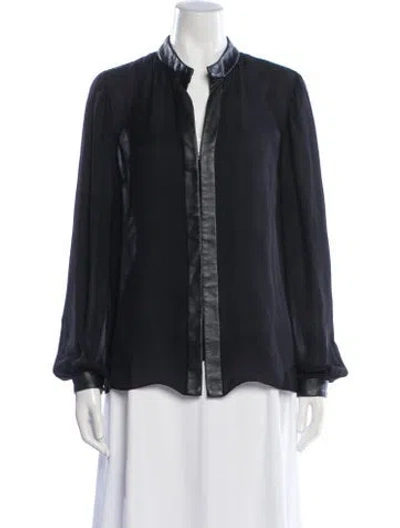 Pre-owned Monique Lhuillier Silk Long Sleeve Blouse In Black