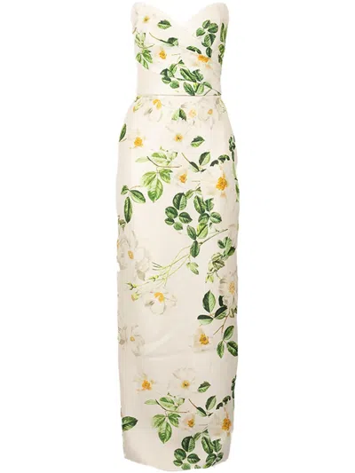 Monique Lhuillier Silk Maxi Dress In White