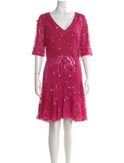 Pre-owned Monique Lhuillier Silk Mini Dress W/ Tags In Pink