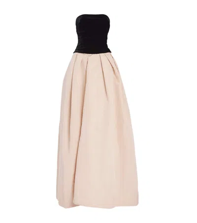 Monique Lhuillier Silk-velvet Strapless Ballgown In Neutral