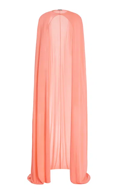 Monique Lhuillier Sleeveless Jersey Cape In Coral
