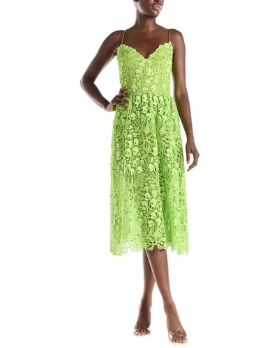Monique Lhuillier Spaghetti Strap Lace Silk-lined Dress In Green