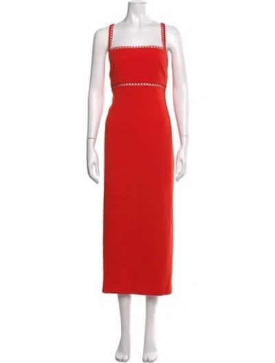 Pre-owned Monique Lhuillier Square Neckline Long Dress W/ Tags In Orange