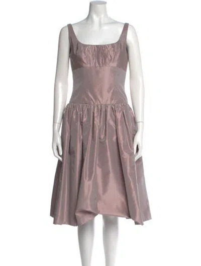 Pre-owned Monique Lhuillier Square Neckline Midi Length Dress In Purple