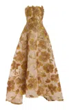Monique Lhuillier Strapless Ball Gown High-low Hem In Multi