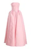 Monique Lhuillier Strapless Ball Gown With Pleated Skirt In Pink