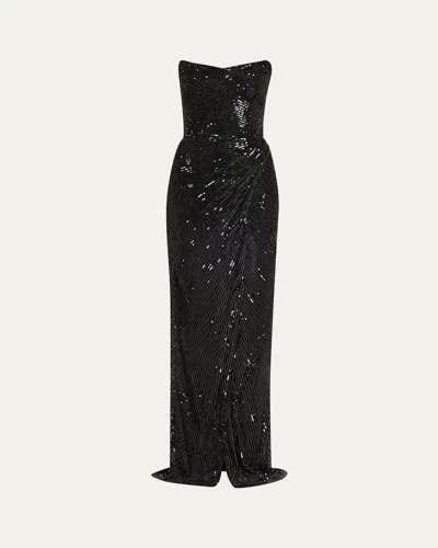 Monique Lhuillier Strapless Bead & Sequin Column Gown