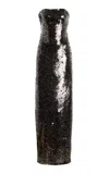 Monique Lhuillier Strapless Column Gown In Brown