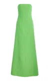 Monique Lhuillier Strapless Cotton Blend A-line Gown In Green