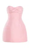 Monique Lhuillier Strapless Draped Neckline Scultped Mini Dress In Pink