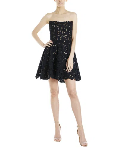 Monique Lhuillier Strapless Guipure Lace Cocktail Dress In Black