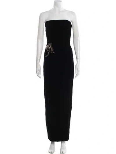Pre-owned Monique Lhuillier Strapless Long Dress In Black