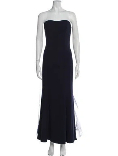 Pre-owned Monique Lhuillier Strapless Long Dress In Blue