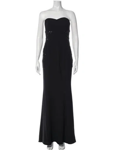 Pre-owned Monique Lhuillier Strapless Long Dress In Blue