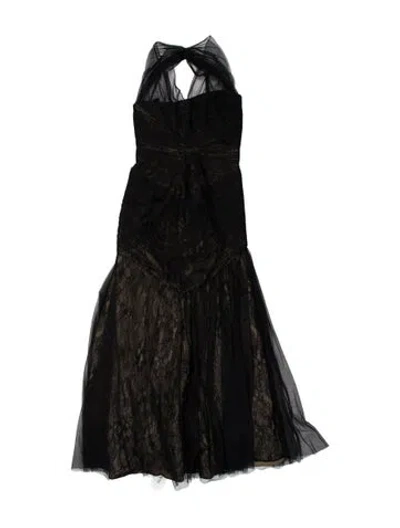 Pre-owned Monique Lhuillier Strapless Long Dress In Brown