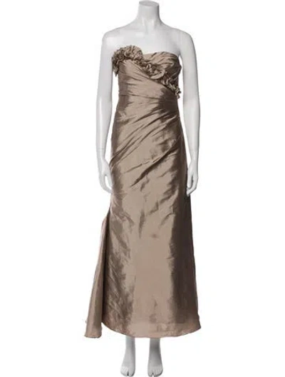 Pre-owned Monique Lhuillier Strapless Long Dress In Neutral