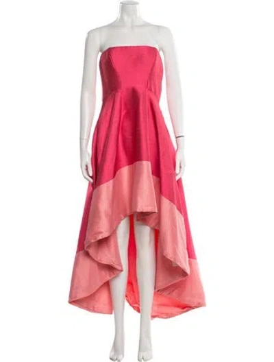 Pre-owned Monique Lhuillier Strapless Long Dress In Pink