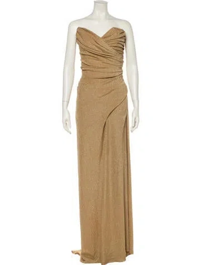 Pre-owned Monique Lhuillier Strapless Long Dress W/ Tags In Neutral
