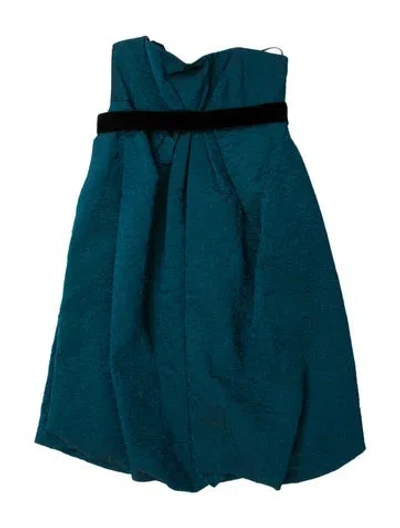 Pre-owned Monique Lhuillier Strapless Mini Dress In Blue
