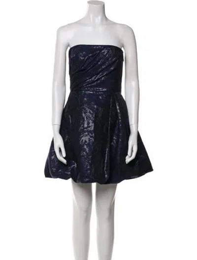 Pre-owned Monique Lhuillier Strapless Mini Dress In Blue