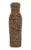 Monique Lhuillier Strapless Silk Cocktail Dress In Brown