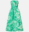 Monique Lhuillier Strapless Silk Gown In Green