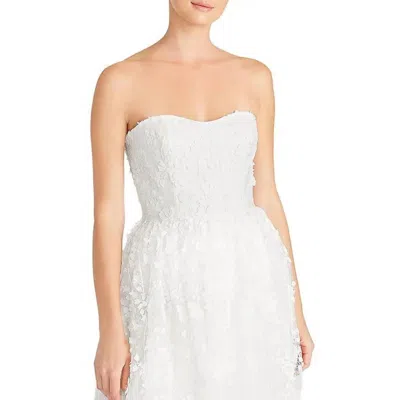 Monique Lhuillier Strapless Tulle Mini Dress In Ivory In White