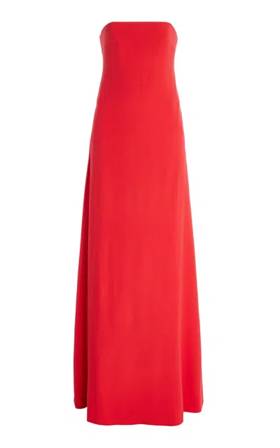 Monique Lhuillier Strapless Wool-silk Gown In Pink