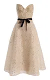 Monique Lhuillier Sweetheart Tea Length Cocktail Dress In Neutral