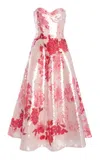 Monique Lhuillier Sweetheart Tea Length Cocktail Dress In Pink