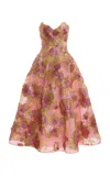 Monique Lhuillier Sweetheart Tea Length Cocktail Dress In Multi