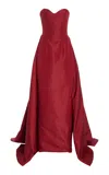 Monique Lhuillier Train-detailed Silk Faille Gown In Red
