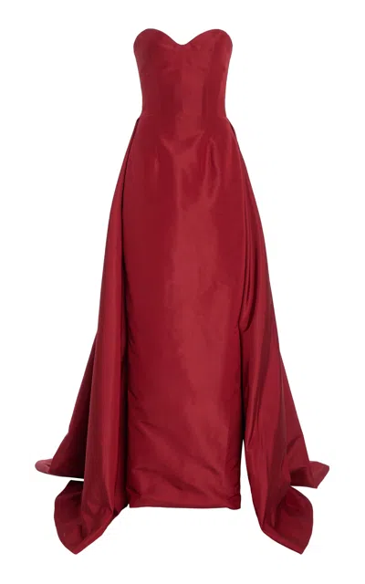 Monique Lhuillier Train-detailed Silk Faille Gown In Red