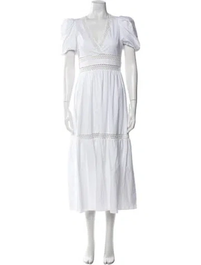 Pre-owned Monique Lhuillier V-neck Long Dress W/ Tags In White