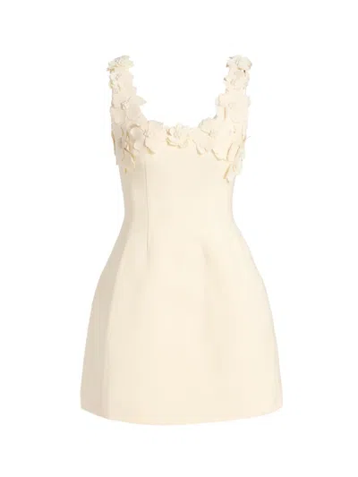 Monique Lhuillier Women's Floral Appliqué Scoopneck Cocktail Dress In White
