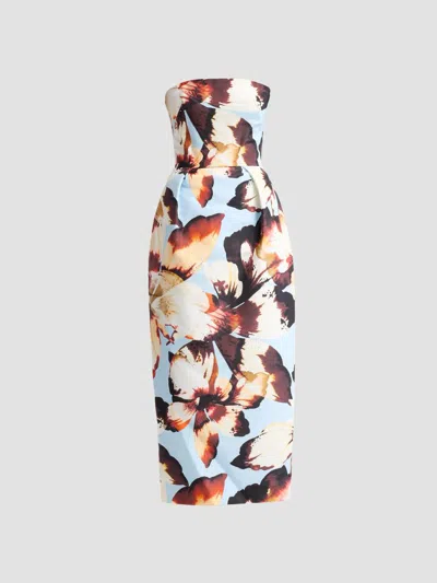 Monique Lhuillier Women's Floral Silk Faille Strapless Cocktail Dress In Breeze Multi