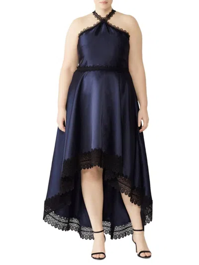 Monique Lhuillier Women's Mikado Satin High Low Dress In Blue