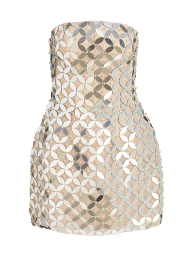 Monique Lhuillier Women's Mirror Embellished Tulle Minidress In Silver