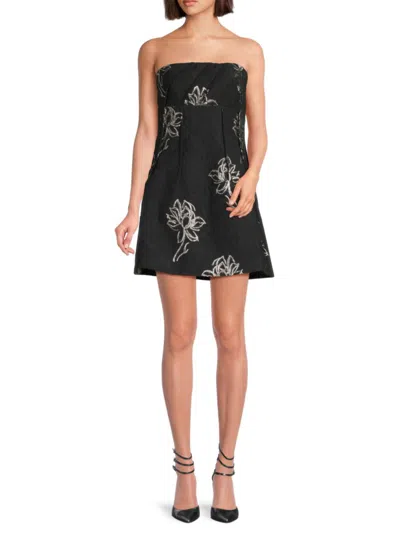 Monique Lhuillier Women's Naomi Strapless Metallic Floral Minidress