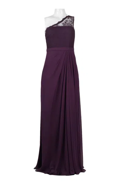 Monique Lhuillier Women's One Shoulder Bridesmaid Dress In Plum In Pink